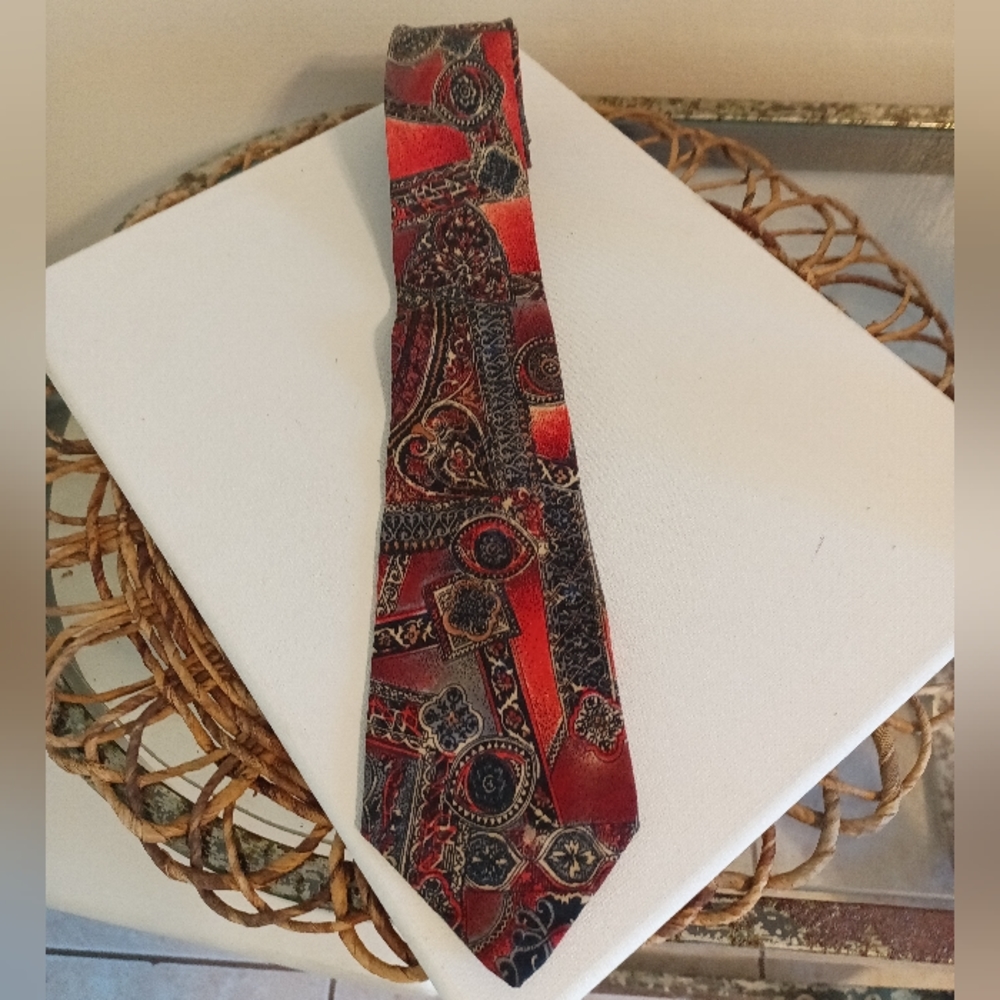 Perruzo men's 100% polyester tie red